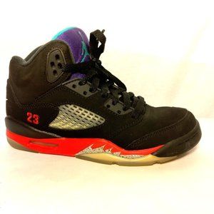 Nike Air Jordan Shoes 3.5 Y Retro 5 Top 3 Black Fire Metallic Grape CZ2989-001